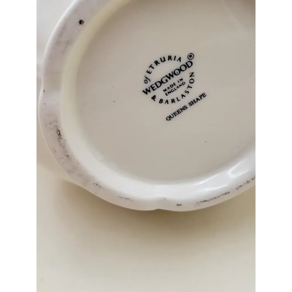 Wedgwood Queen's Shape Ceramic Pitcher White Scalloped Rim Vintage